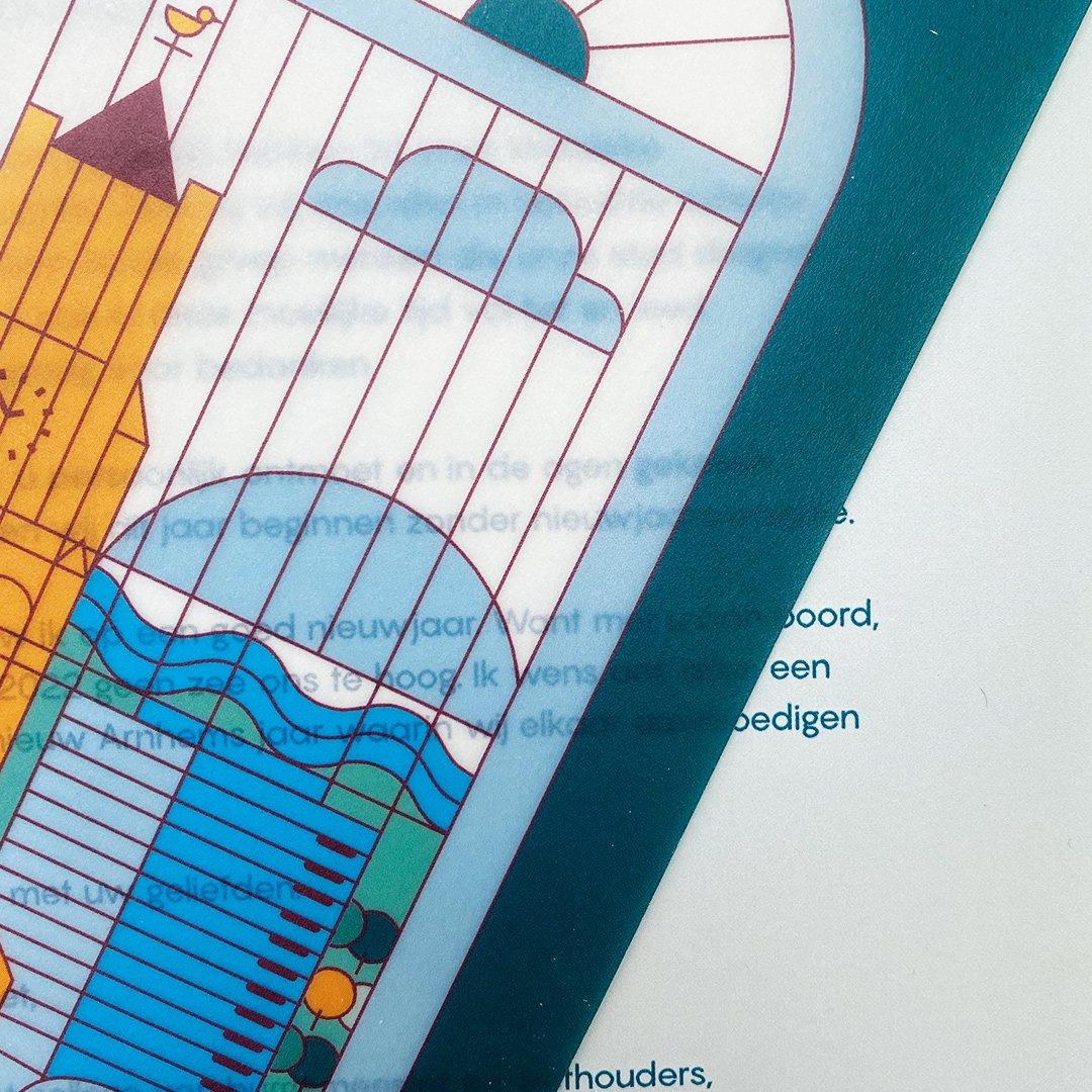 close up van de nieuwjaarskaart drukwerk